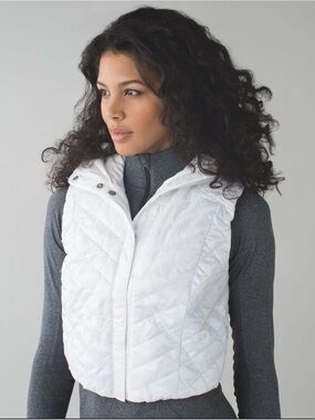 lululemon athletica White Quilted Hooded Vest